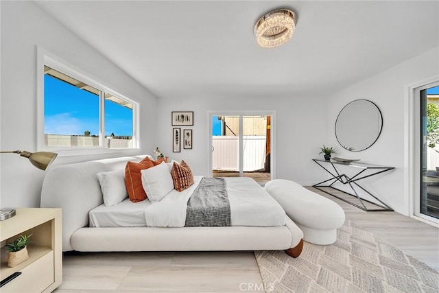 bedroom featuring light hardwood / wood-style flooring