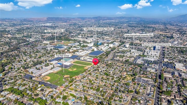 aerial view with a mountain view