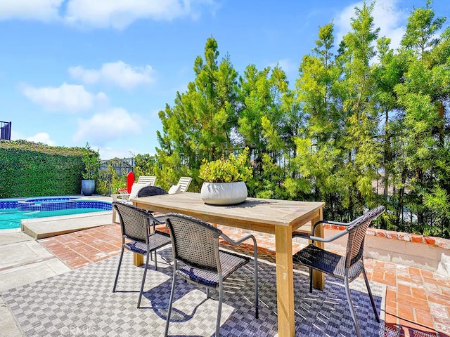 view of patio with a fenced in pool