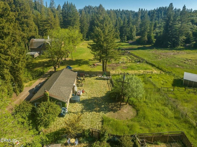 aerial view with a rural view