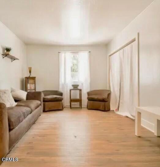 sitting room with light hardwood / wood-style floors