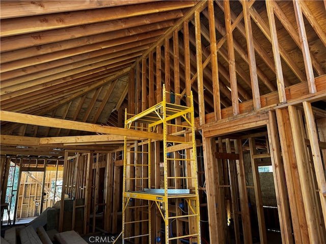 misc room with vaulted ceiling