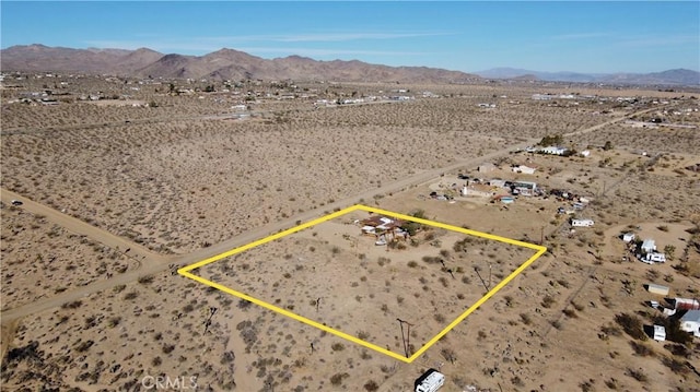 birds eye view of property featuring a mountain view