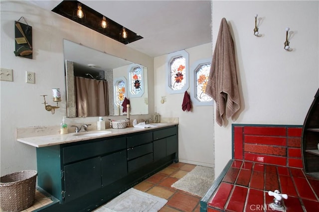 bathroom featuring vanity and walk in shower