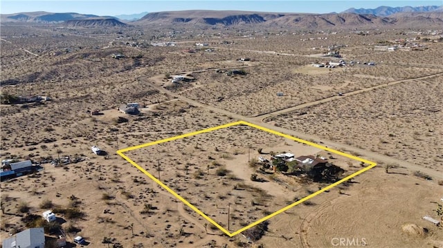 birds eye view of property featuring a mountain view