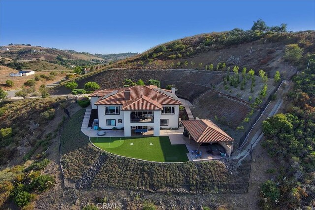 aerial view with a mountain view