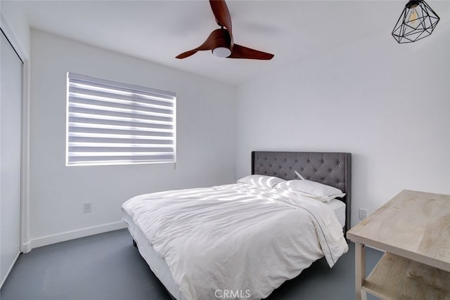 bedroom with a closet and ceiling fan