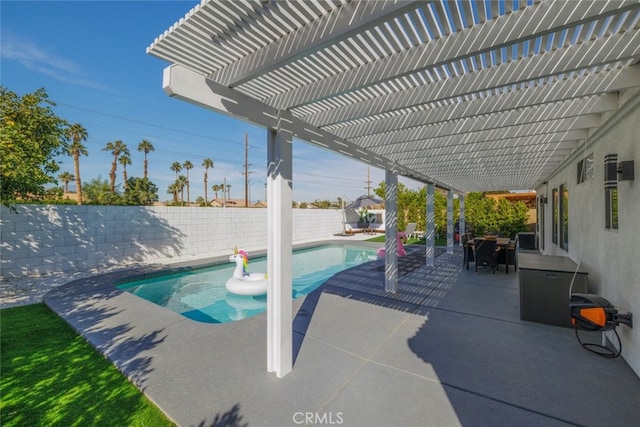 view of pool with a pergola and a patio area