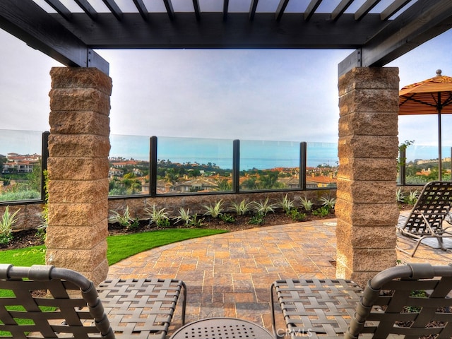 view of patio featuring a pergola