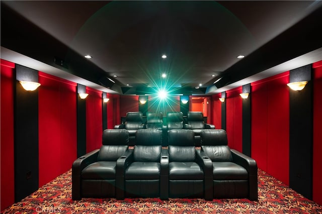 view of carpeted home theater