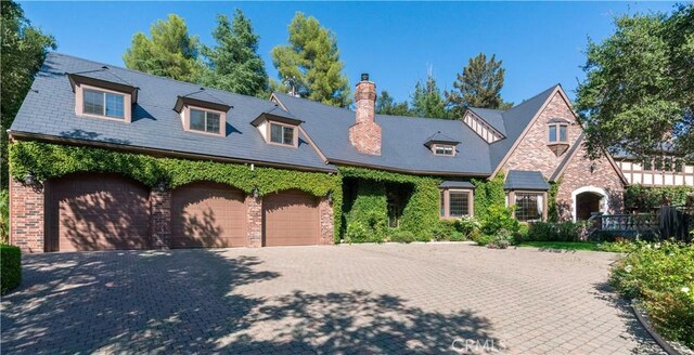 view of front of property with a garage