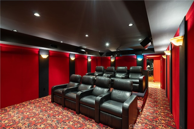 view of carpeted home theater