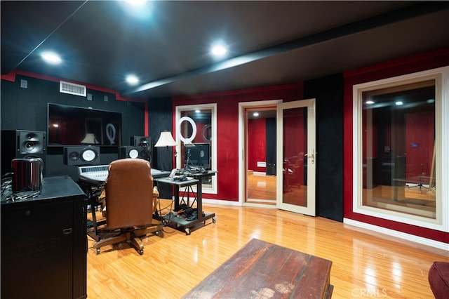 office area featuring light wood-type flooring