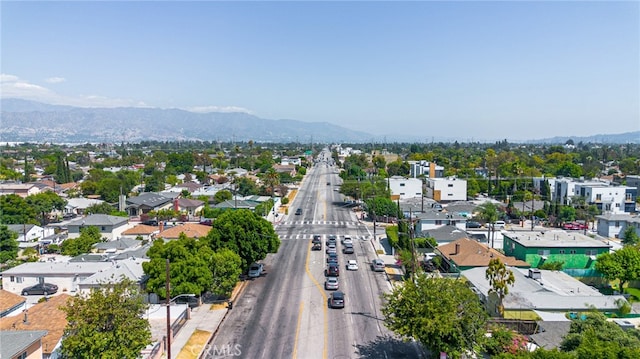 drone / aerial view with a mountain view