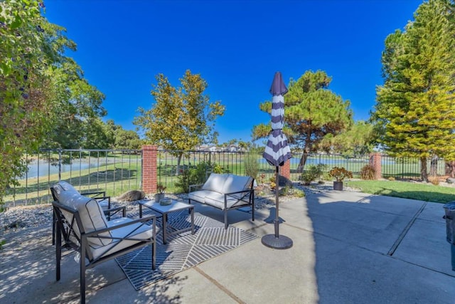 view of patio with an outdoor hangout area