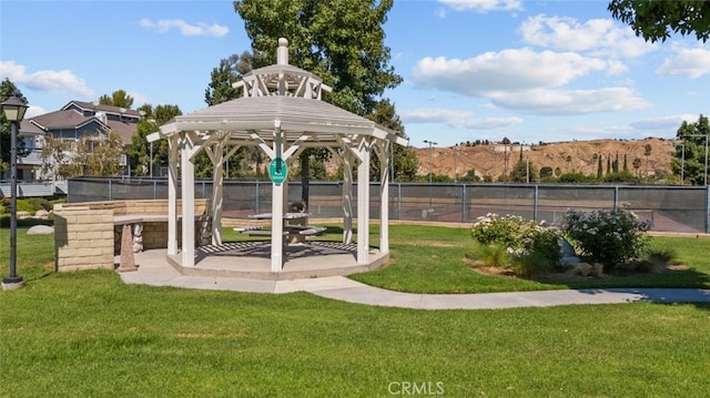 surrounding community featuring a mountain view and a yard