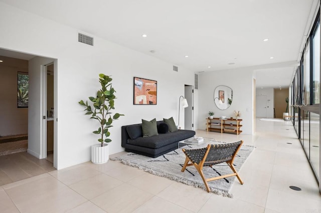 view of tiled living room