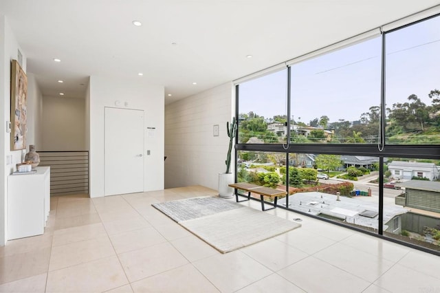 interior space featuring light tile patterned floors