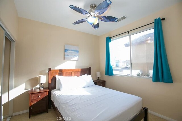 bedroom featuring ceiling fan