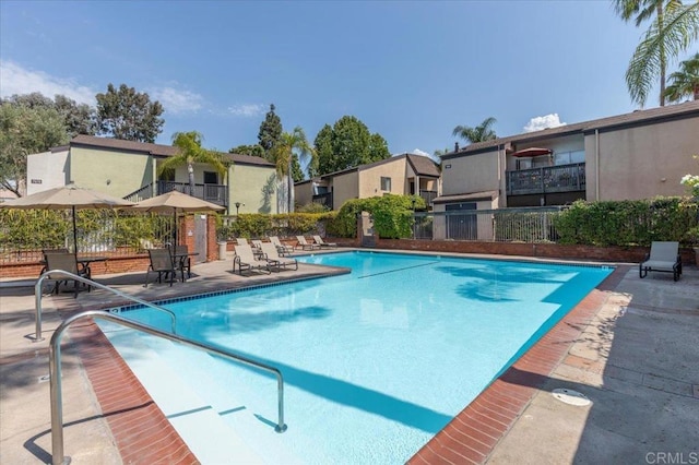 view of pool featuring a patio area