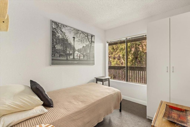 bedroom with a textured ceiling