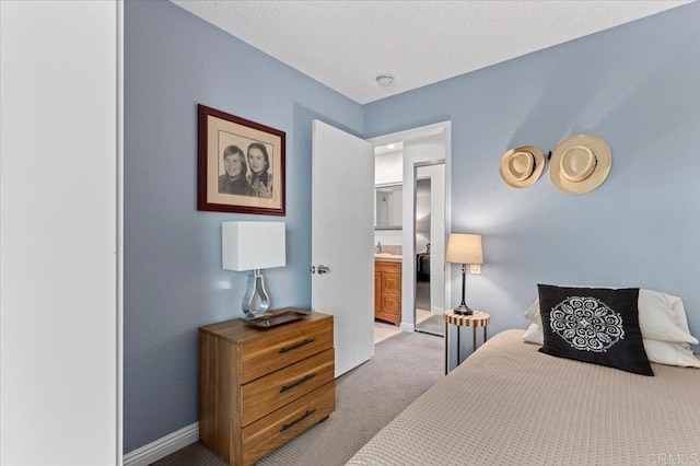 bedroom with light colored carpet