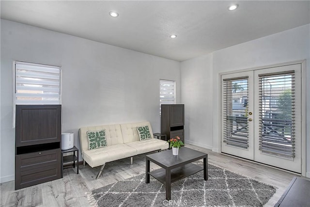 living room with hardwood / wood-style flooring