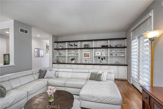 living room featuring light hardwood / wood-style flooring