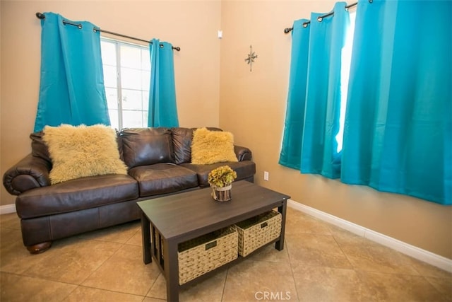 view of tiled living room