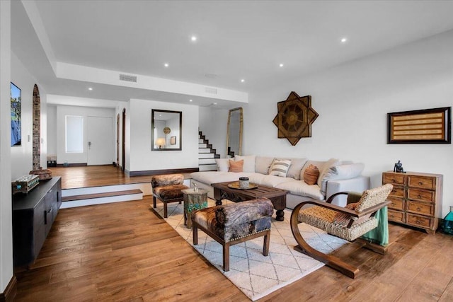 living room featuring wood-type flooring