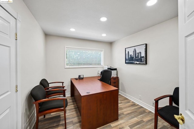 office featuring dark wood-type flooring