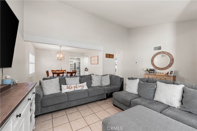 view of tiled living room