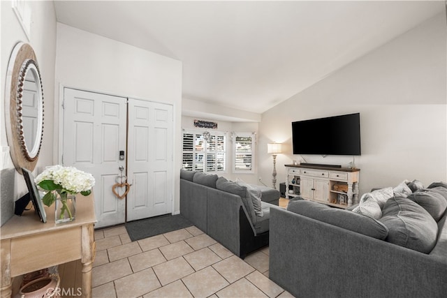 living room with lofted ceiling