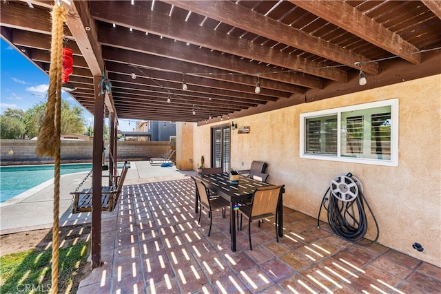 view of patio / terrace featuring a fenced in pool