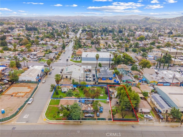 birds eye view of property featuring a mountain view