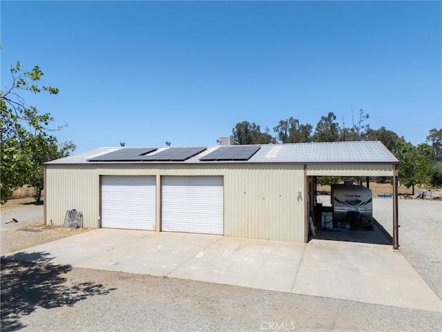 garage with solar panels