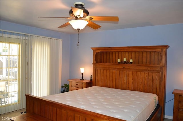 bedroom featuring ceiling fan