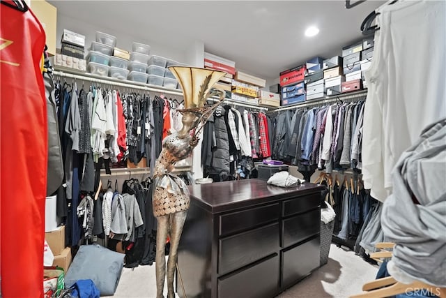 spacious closet featuring carpet floors