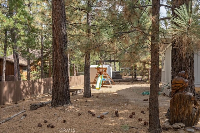 view of yard featuring a playground