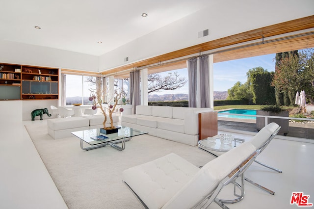 living room with carpet flooring and a healthy amount of sunlight