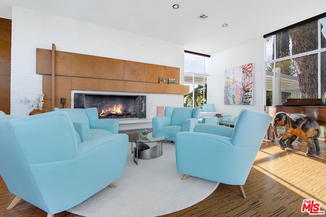 living room featuring hardwood / wood-style floors and a healthy amount of sunlight