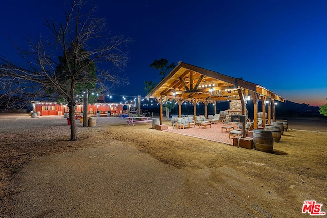 surrounding community with a storage shed