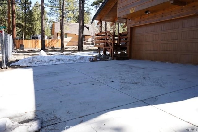 exterior space featuring a garage