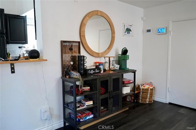 interior space with dark wood-type flooring