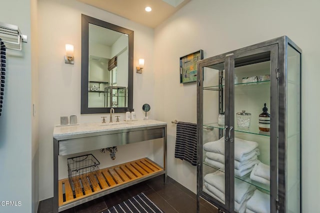 bathroom featuring vanity and tile patterned floors