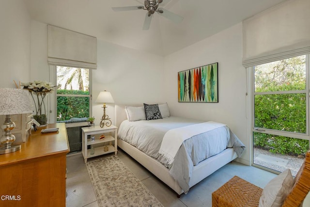 bedroom featuring ceiling fan