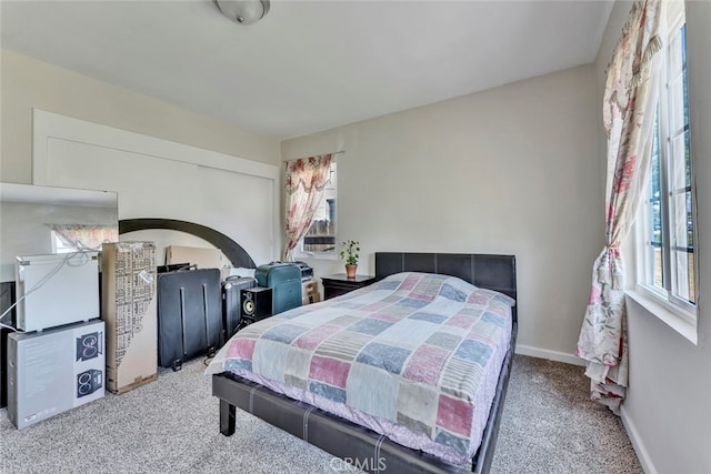 bedroom with carpet and multiple windows