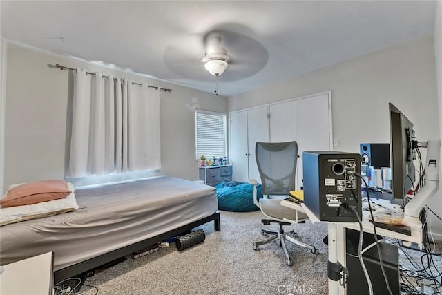 1021 S Lark Ellen Ave, West Covina, CA 91791 - carpeted bedroom with a closet and ceiling fan