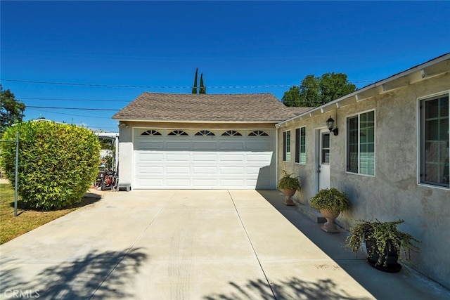 exterior space with a garage