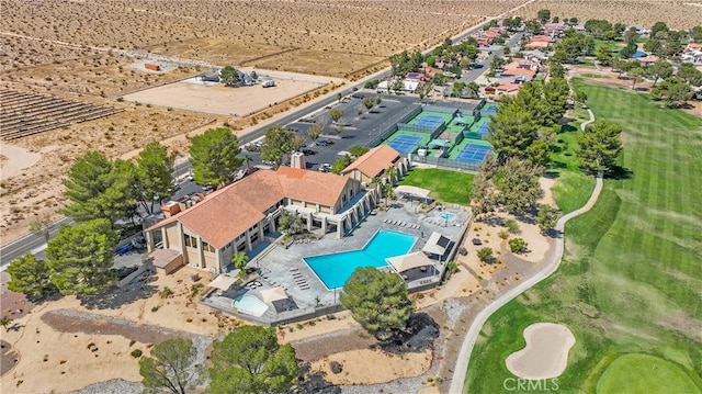 aerial view featuring a desert view